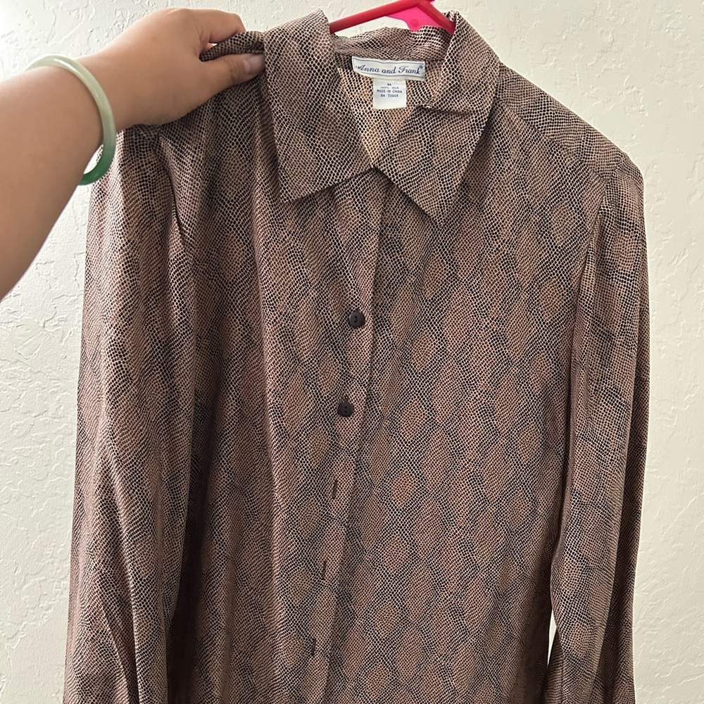 Vintage Anna And Frank Brown Silk Blouse